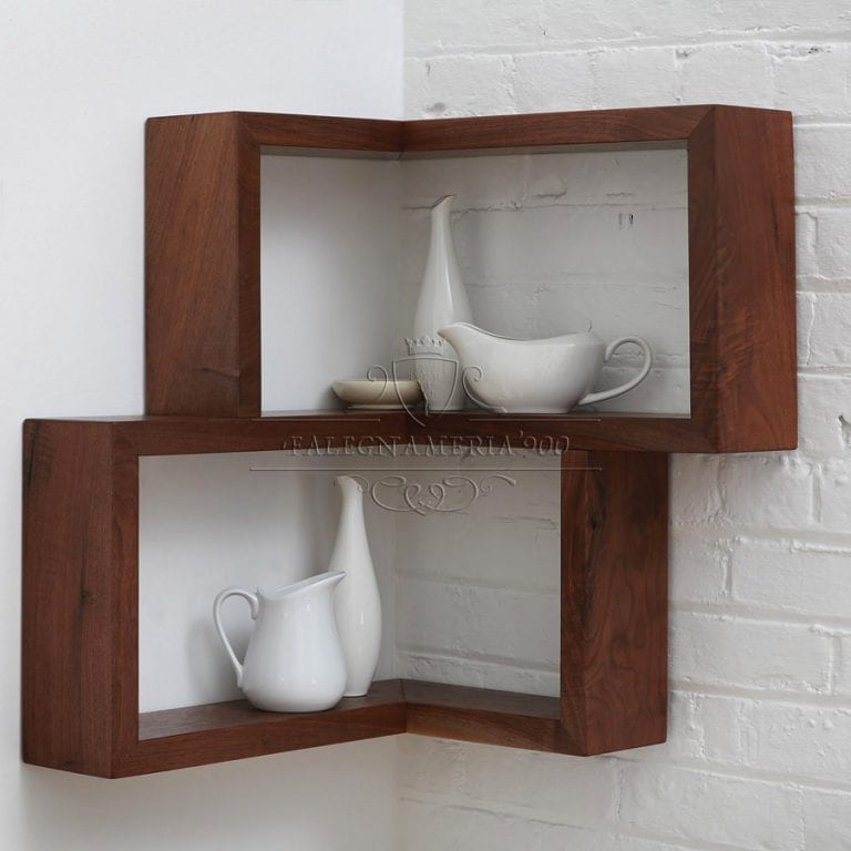 OAKERLAND Mensola Angolare Flottante In Rovere Massello, Montaggio A Parete, Per Soggiorno