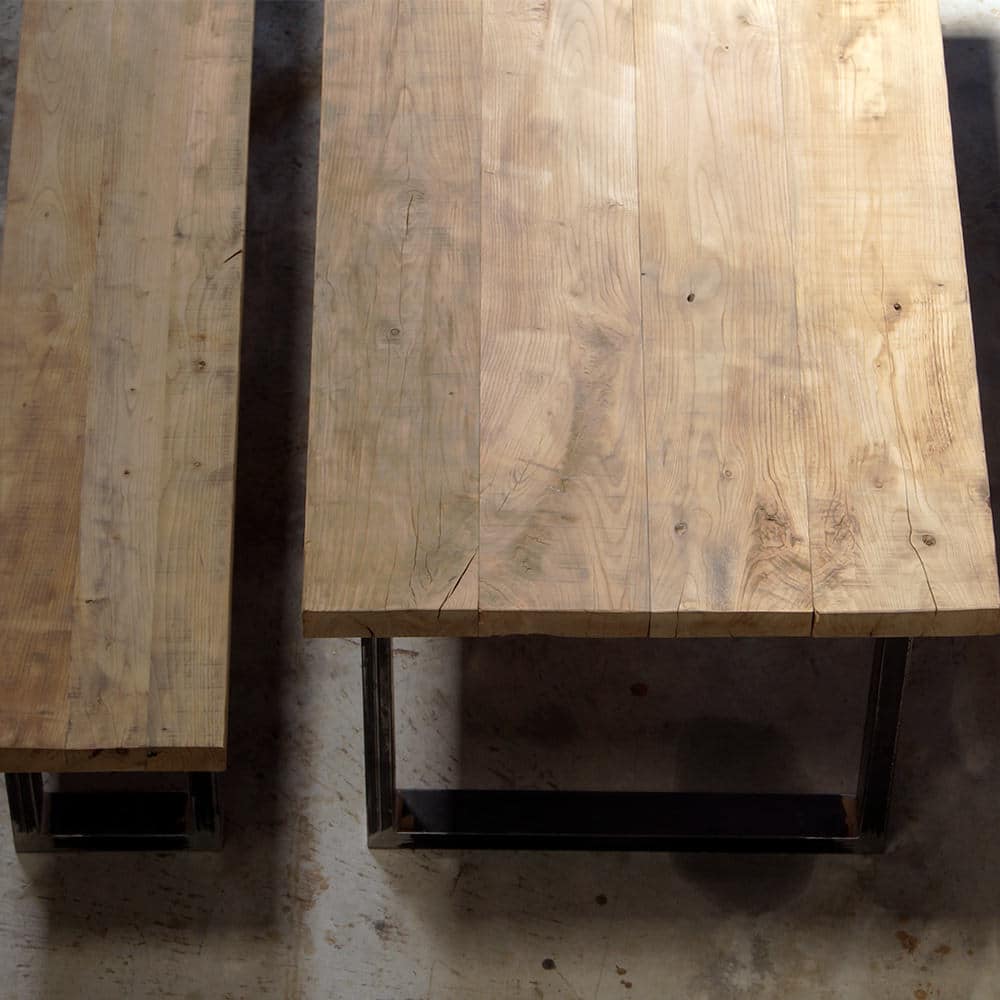 Tavolo rustico in legno massello con panca