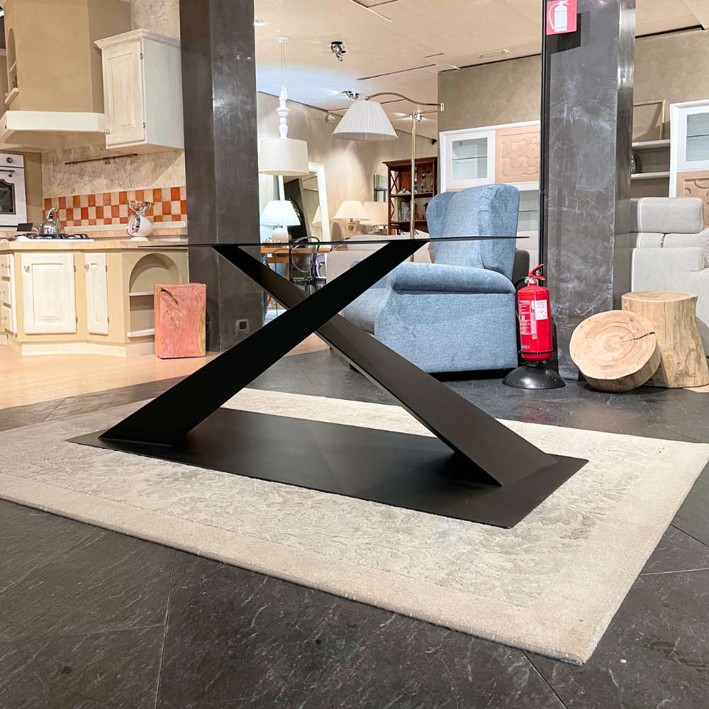 Gambe di design in ferro per tavoli in legno massello modello X Design - immagine 5