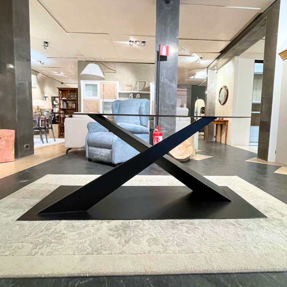 Gambe di design in ferro per tavoli in legno massello modello X Design - immagine 3