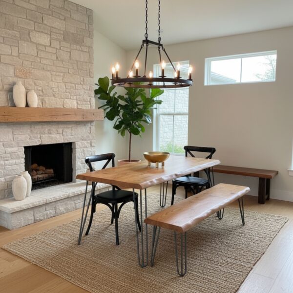 Tavolo in legno massello con panca - Slim